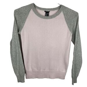 VTG Theory Silk Cashmere Sweater Womens Small Pink Gray Colorblock Soft Luxury
